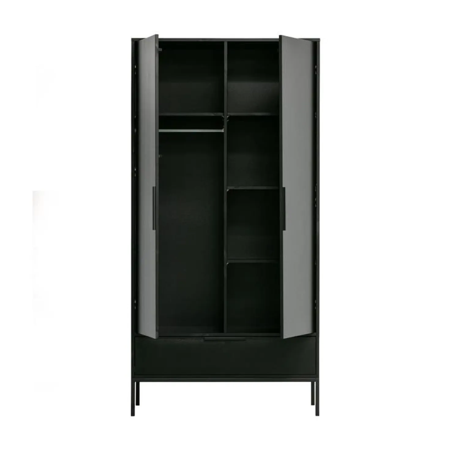 Adam 2-deurs Kledingkast grenen zwart 100cm