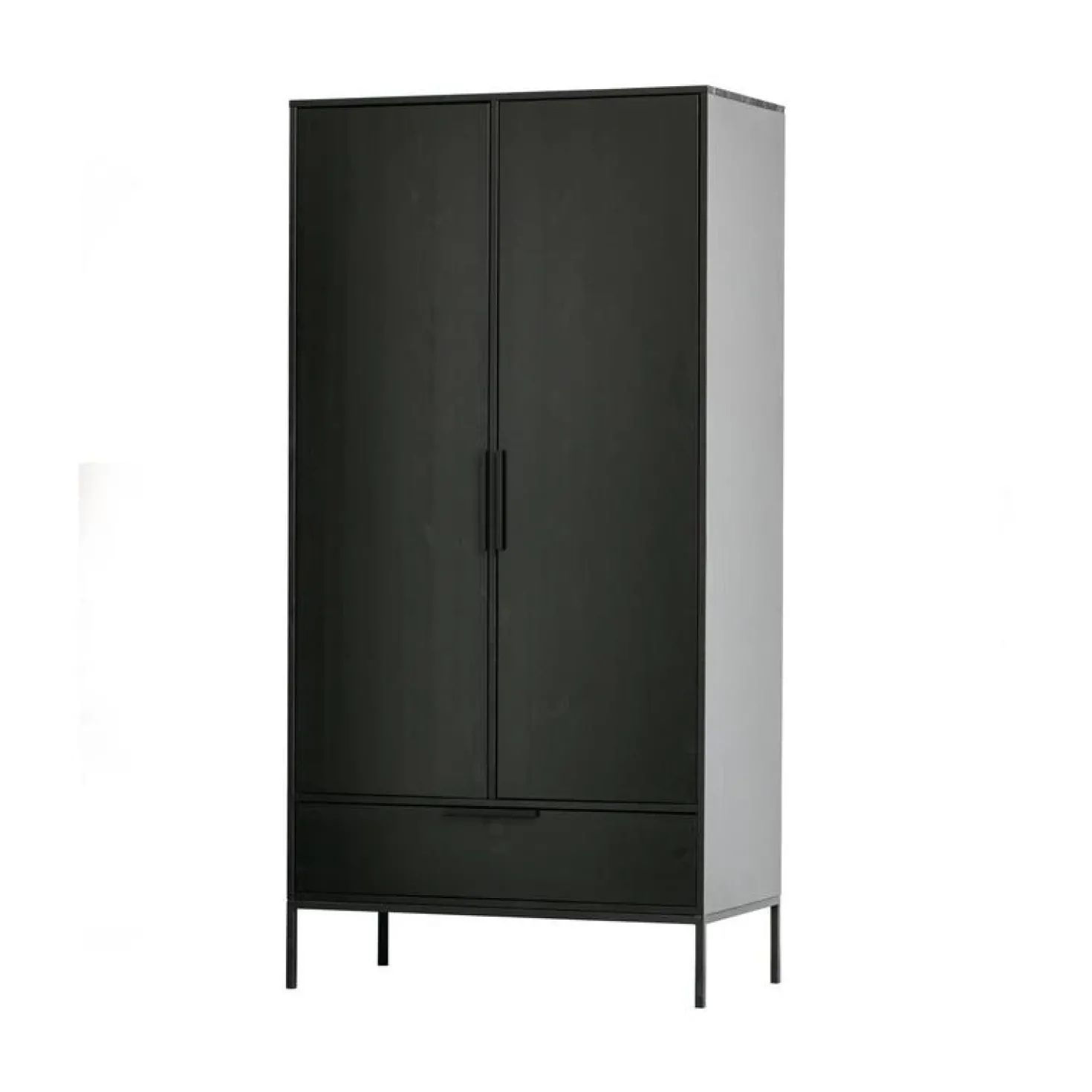 Adam 2-deurs Kledingkast grenen zwart 100cm
