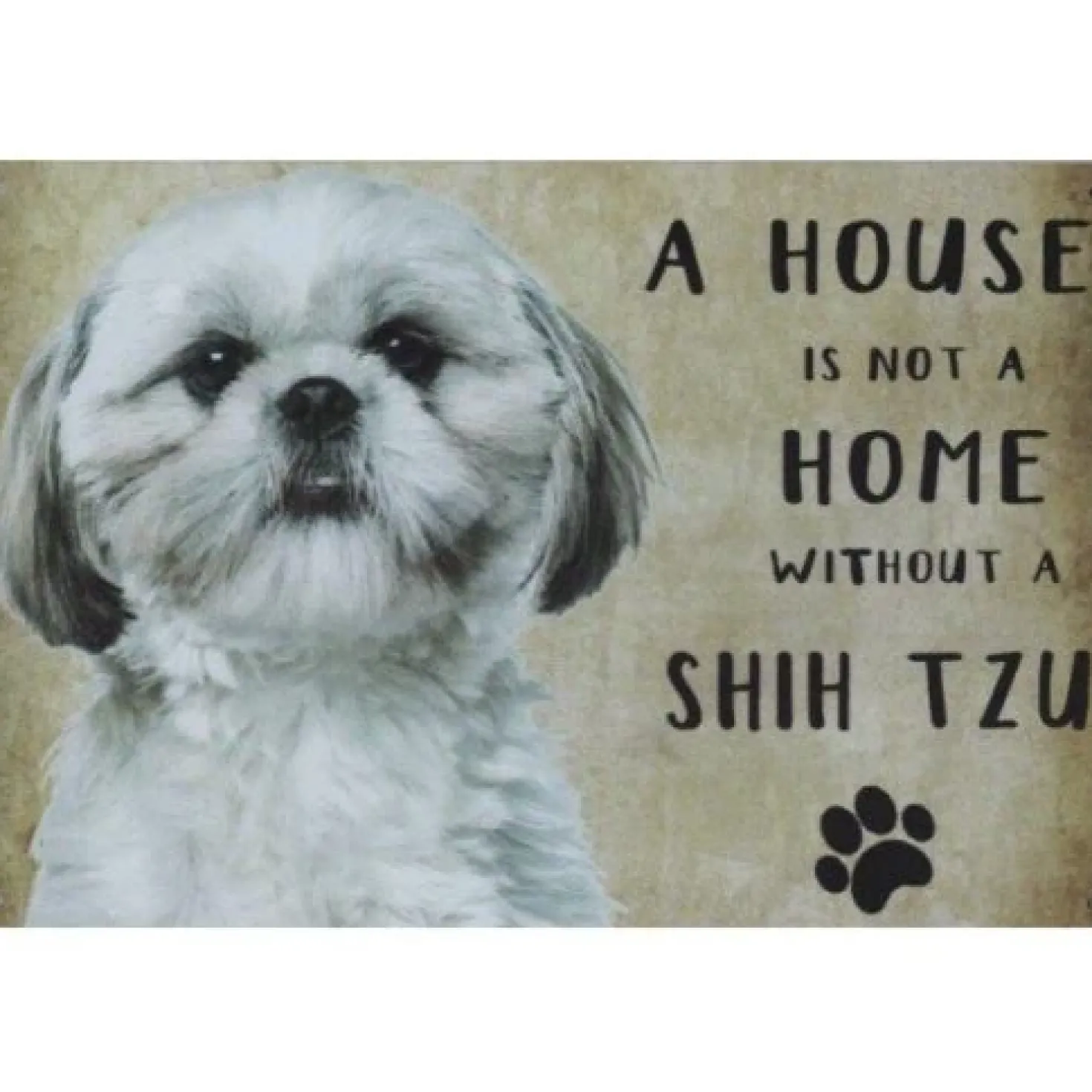 A home Shih Tzu - metalen bord