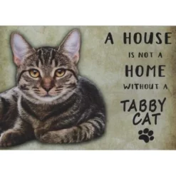 A home Tabby Cat - metalen bord