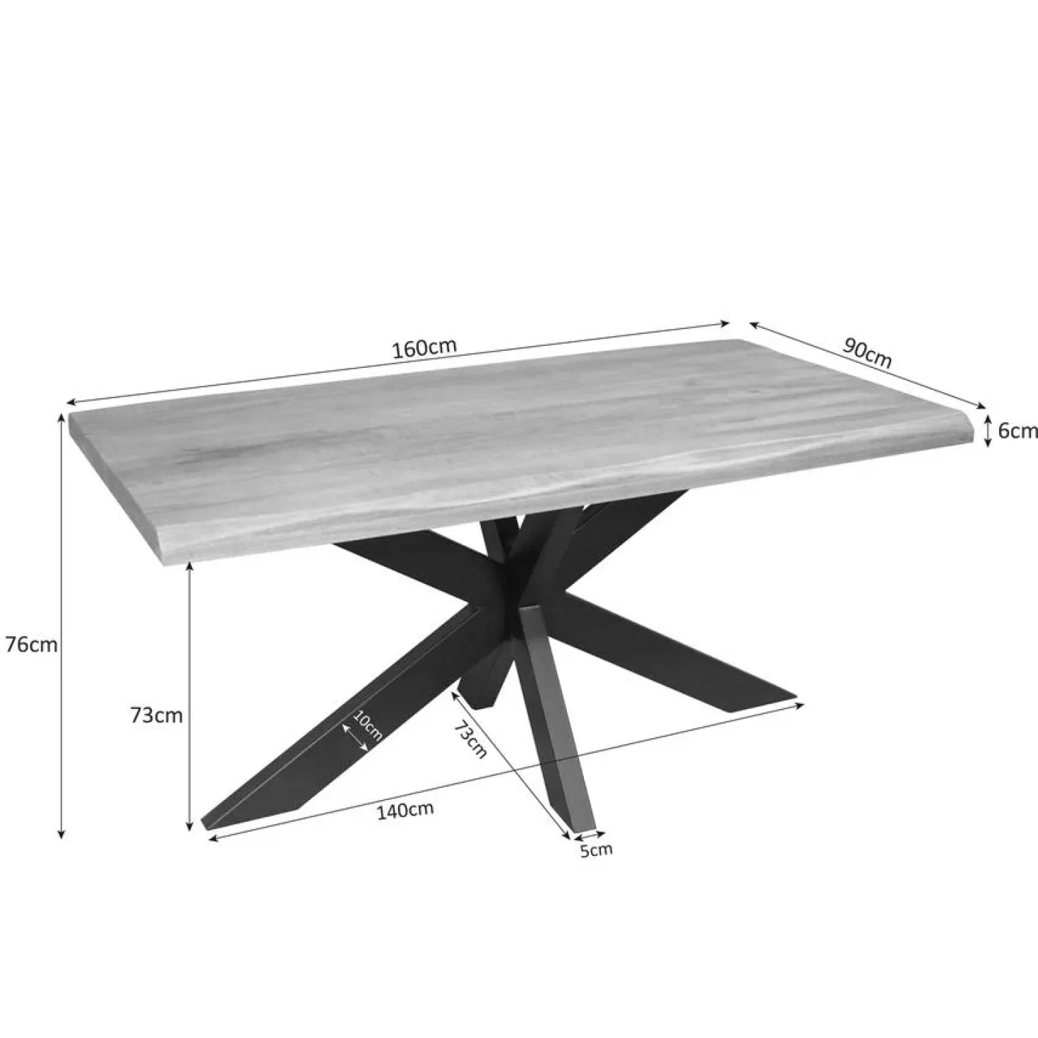 Alaska Boomstamtafel Mangohout 160cm