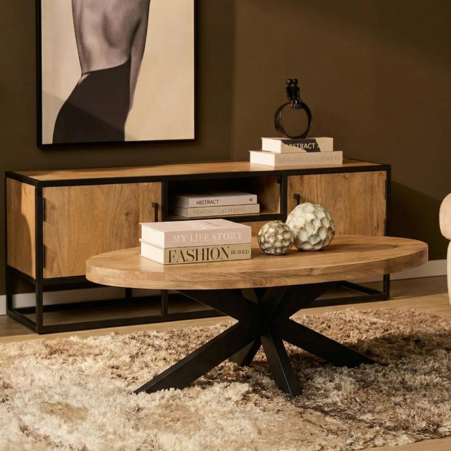 Alaska Salontafel Ovaal Mangohout 130cm