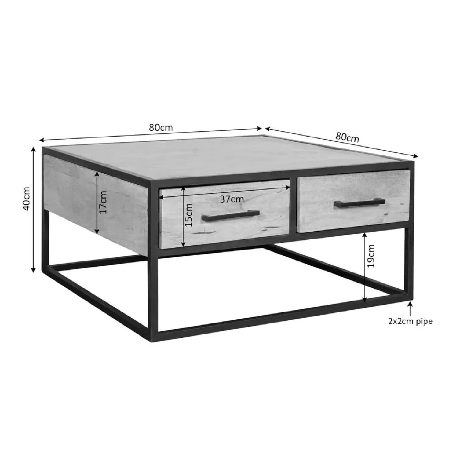 Alaska Salontafel Vierkant Mangohout 80cm