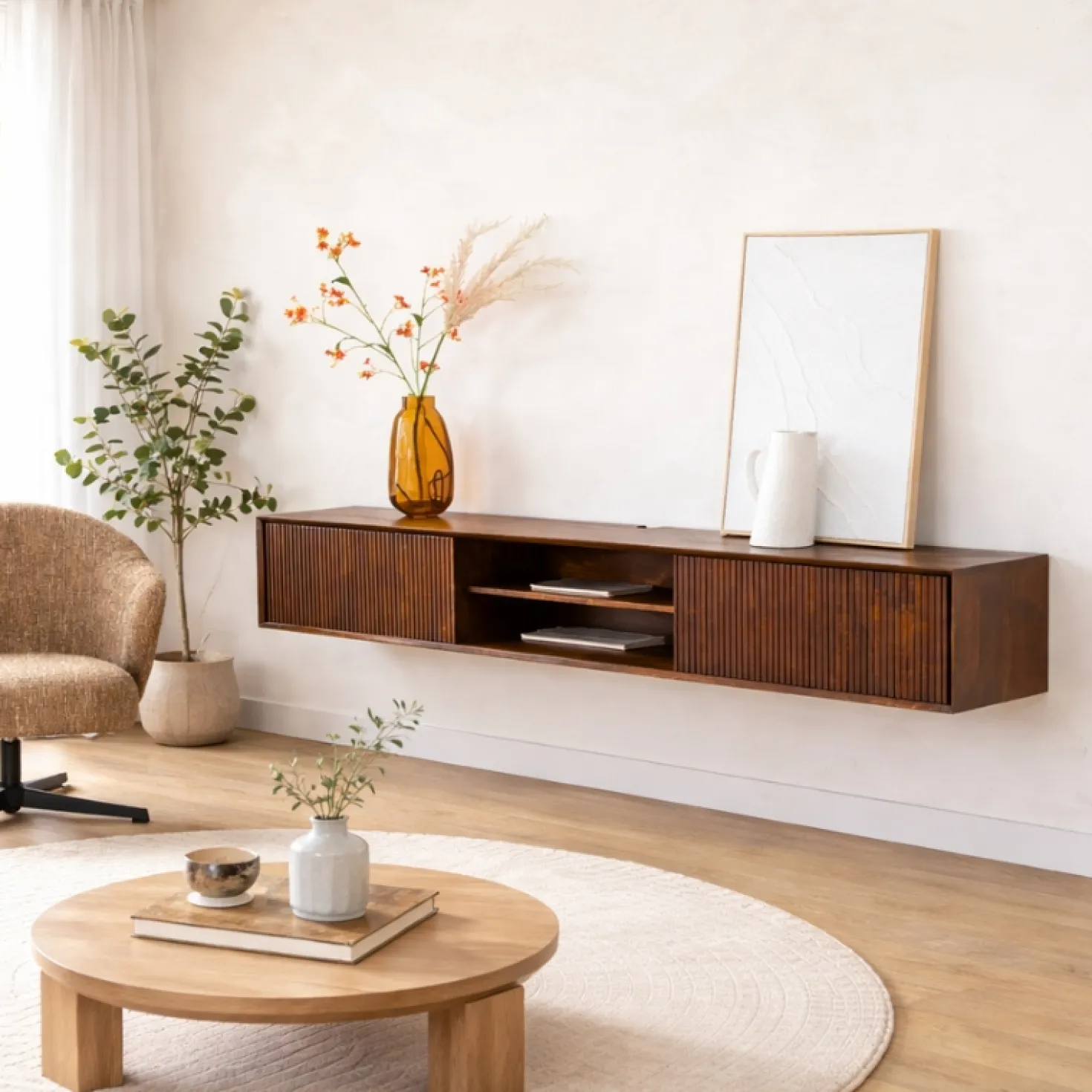 Albin Zwevend Tv meubel walnoot 200cm