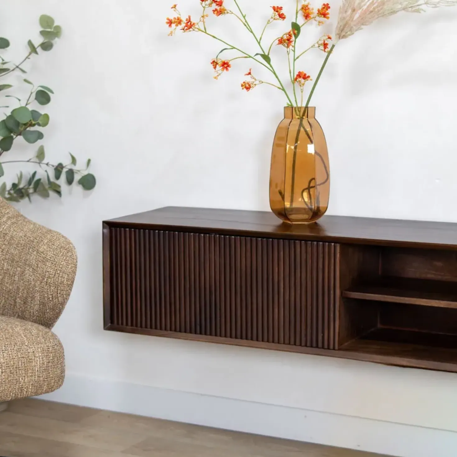 Albin Zwevend Tv meubel walnoot 200cm