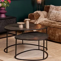 Alma salontafel set van 2 metaal/grijs