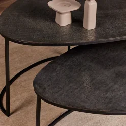Alma salontafel set van 2 metaal/grijs