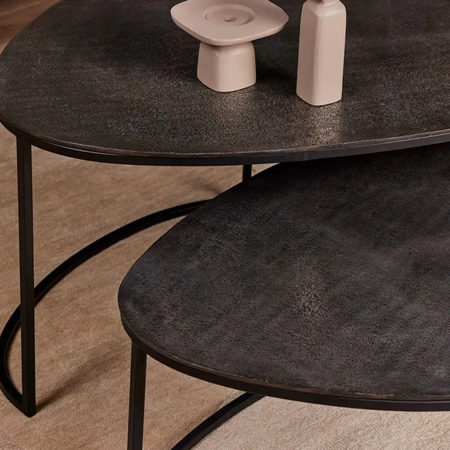 Alma salontafel set van 2 metaal/grijs