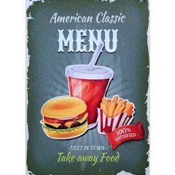 American Classic Menu - metalen bord