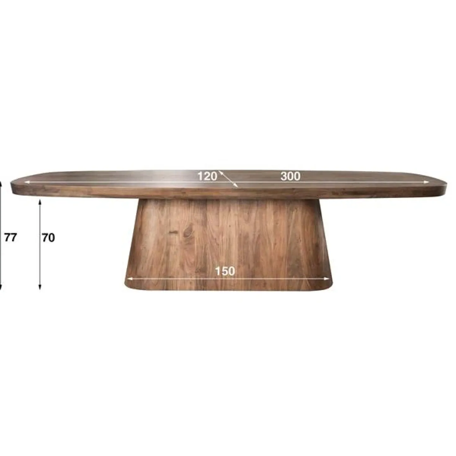 Andreas Eettafel deens ovaal Acaciahout 300cm