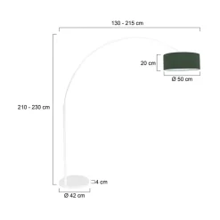 Ariana 1-lichts Vloerlamp Wit met Groen Velvet kap