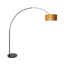 Ariana 1-lichts Vloerlamp Zwart met Goud Velvet kap