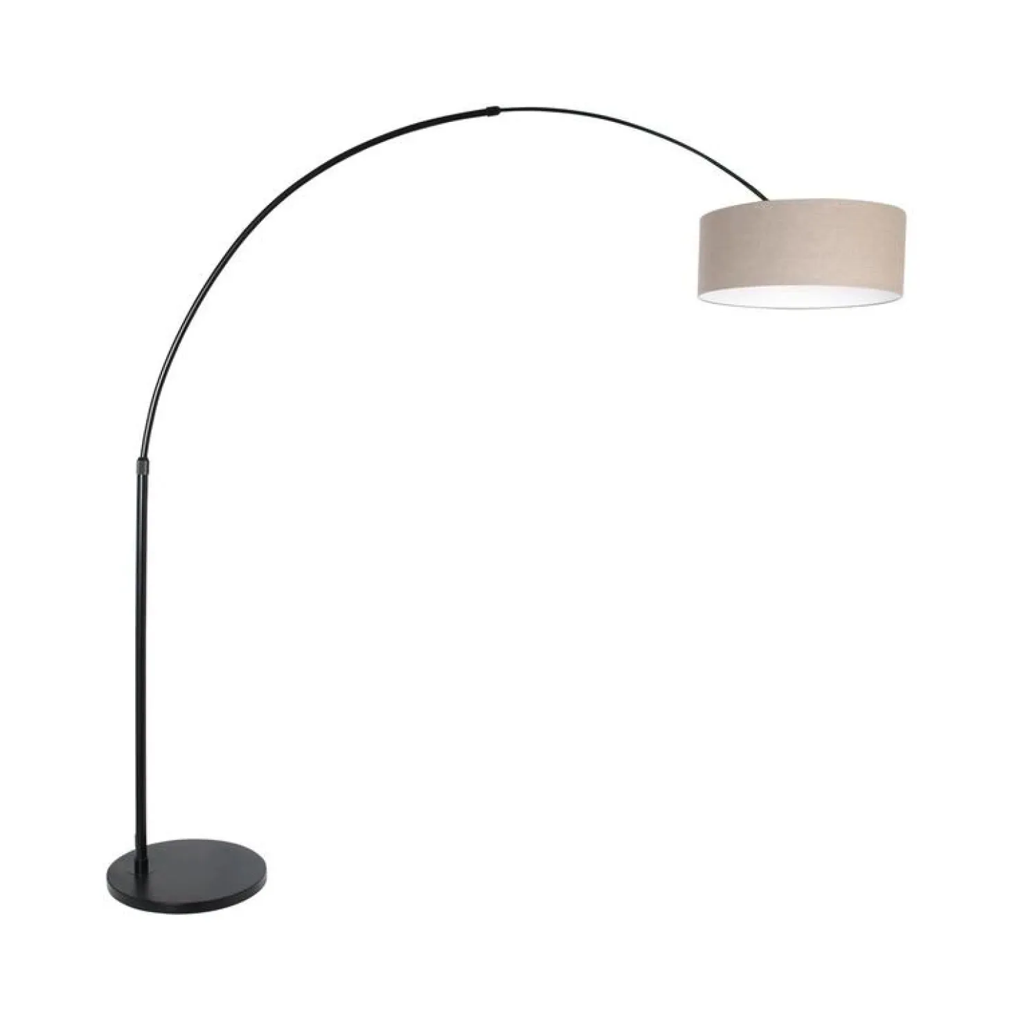 Ariana 1-lichts Vloerlamp Zwart met Grijs Linnen lage kap