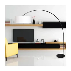 Ariana 1-lichts Vloerlamp Zwart met Wit Chintz kap