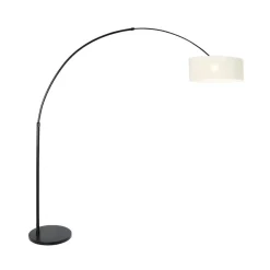 Ariana 1-lichts Vloerlamp Zwart met Wit Chintz kap
