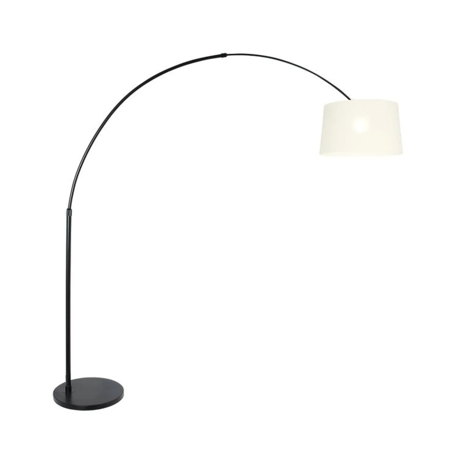 Ariana 1-lichts Vloerlamp Zwart met Wit Linnen hoge kap