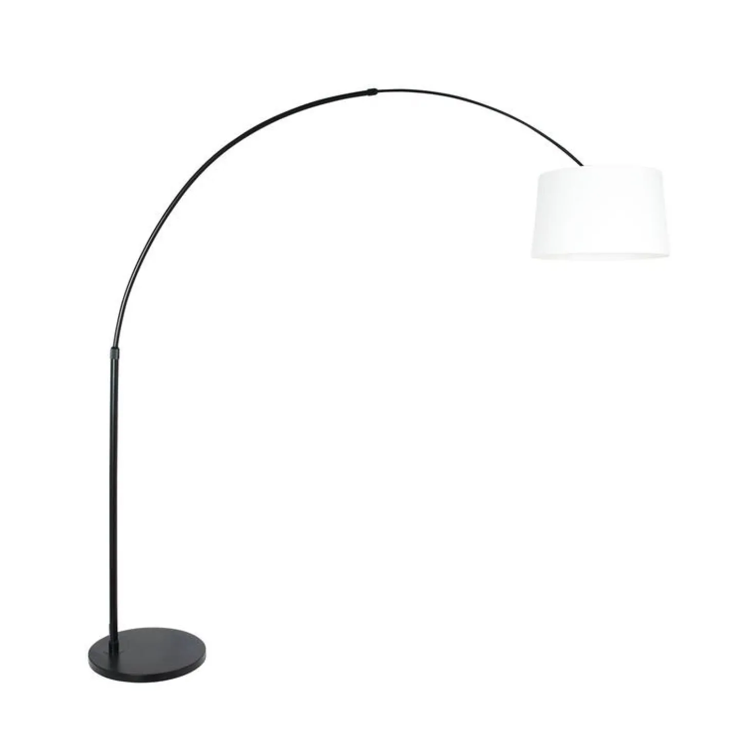 Ariana 1-lichts Vloerlamp Zwart met Wit Linnen hoge kap