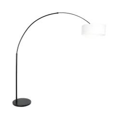 Ariana 1-lichts Vloerlamp Zwart met Wit Linnen lage kap