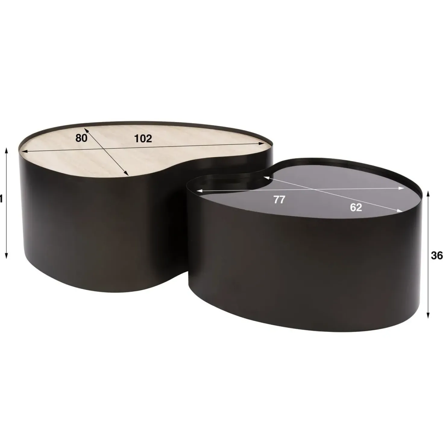 Arianna Salontafel Set van 2 Organisch keramiek glas 102cm