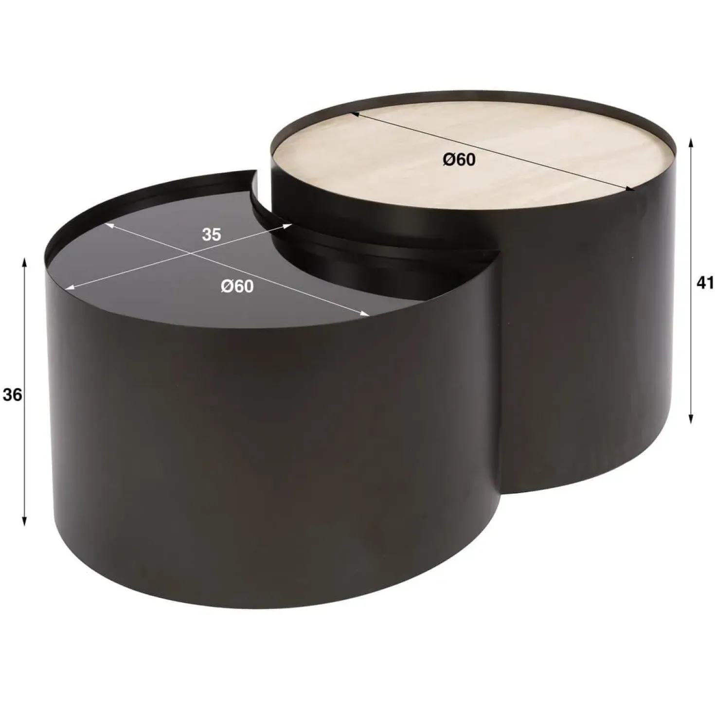 Arianna Salontafel Set van 2 Rond keramiek glas 60cm