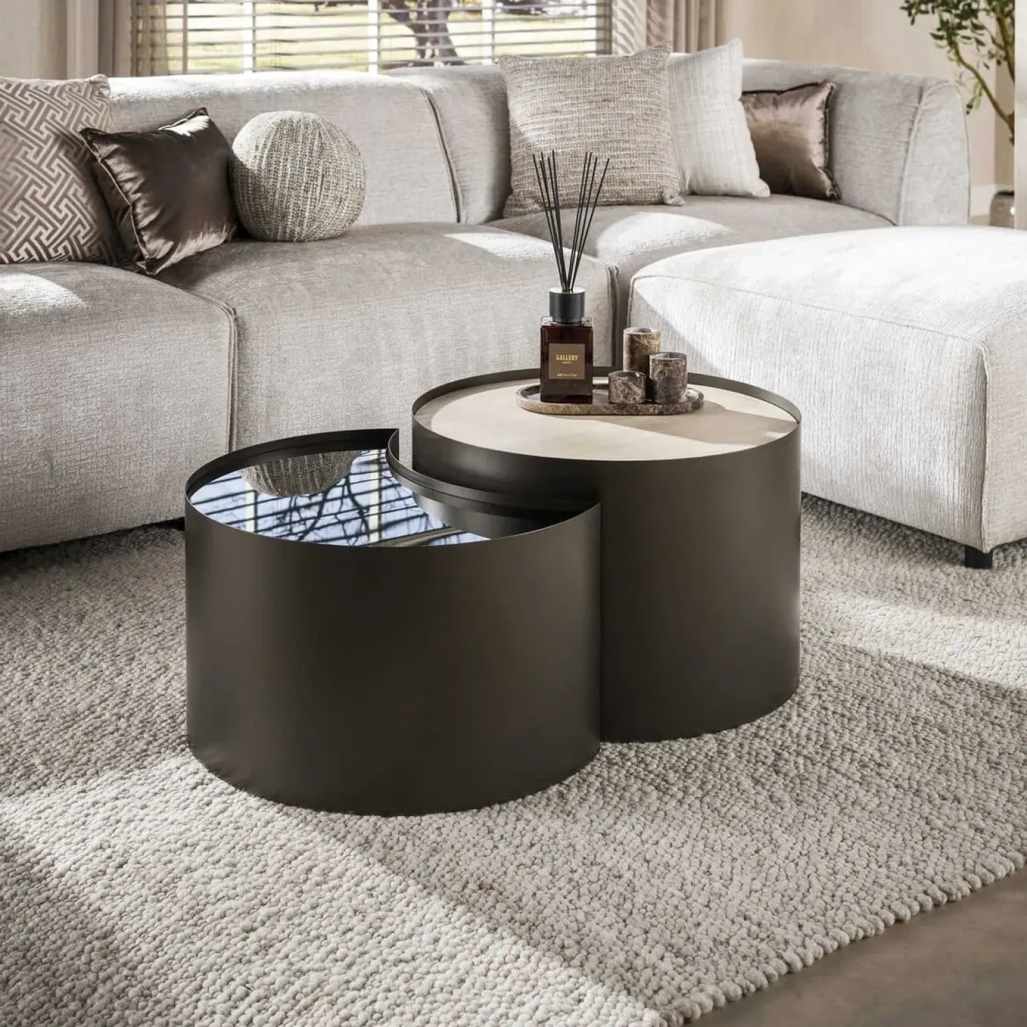 Arianna Salontafel Set van 2 Rond keramiek glas 60cm