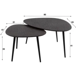 Arona Salontafel set van 2 organisch metallic / Grijs
