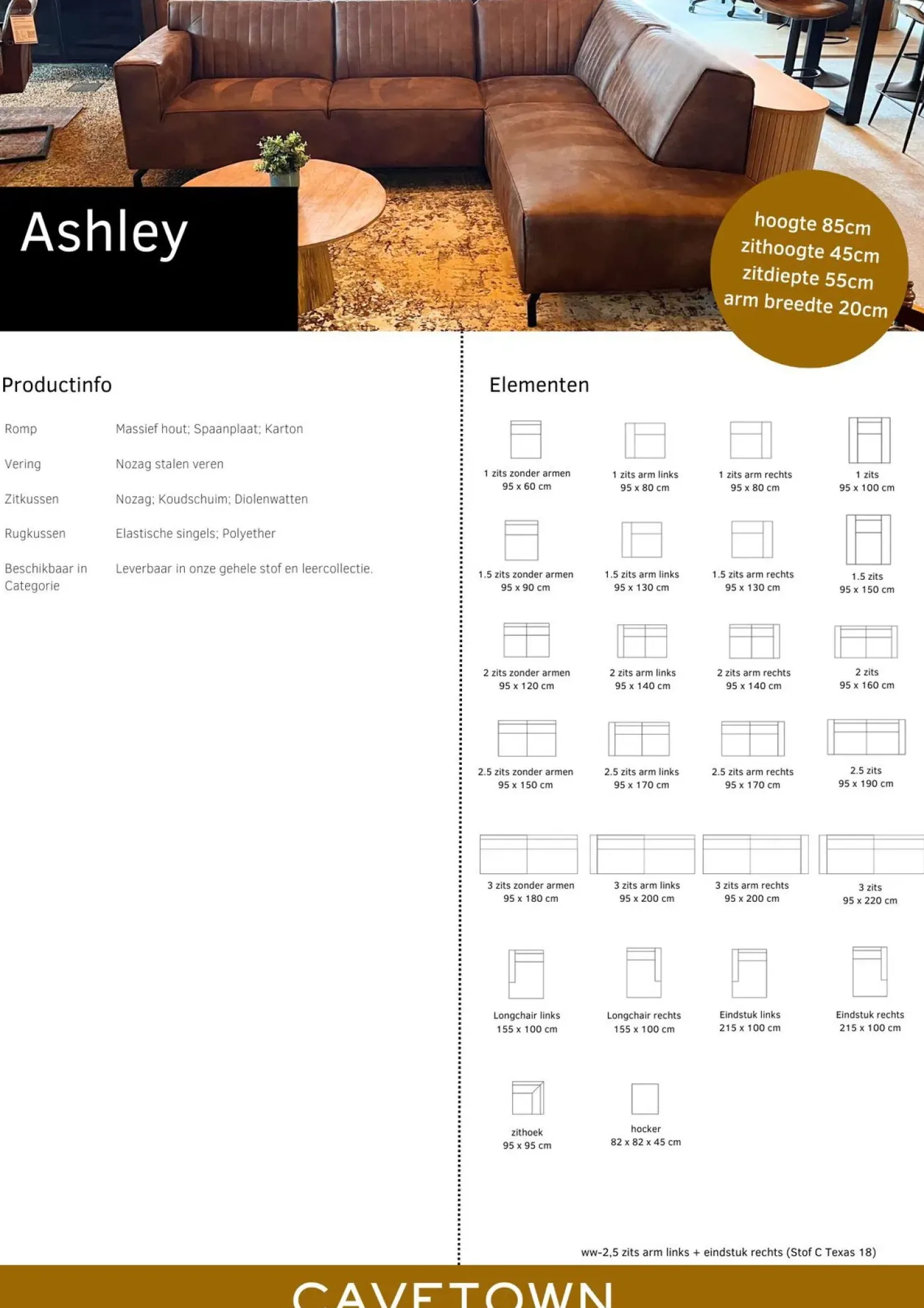 Ashley Modulaire Hoekbank 2,5 zits met eindstuk rechts