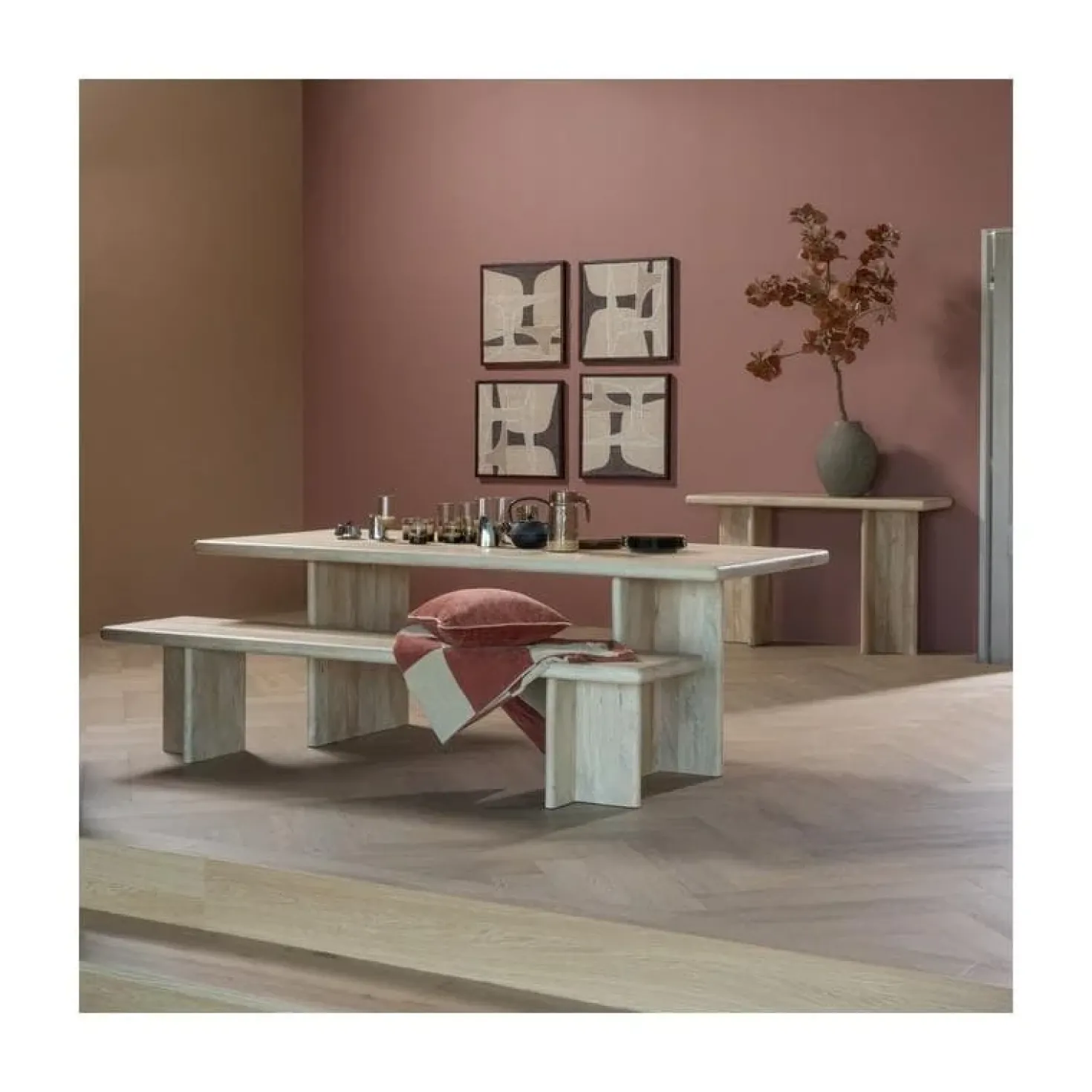 Ato Eetkamerbankje Mangohout 220cm