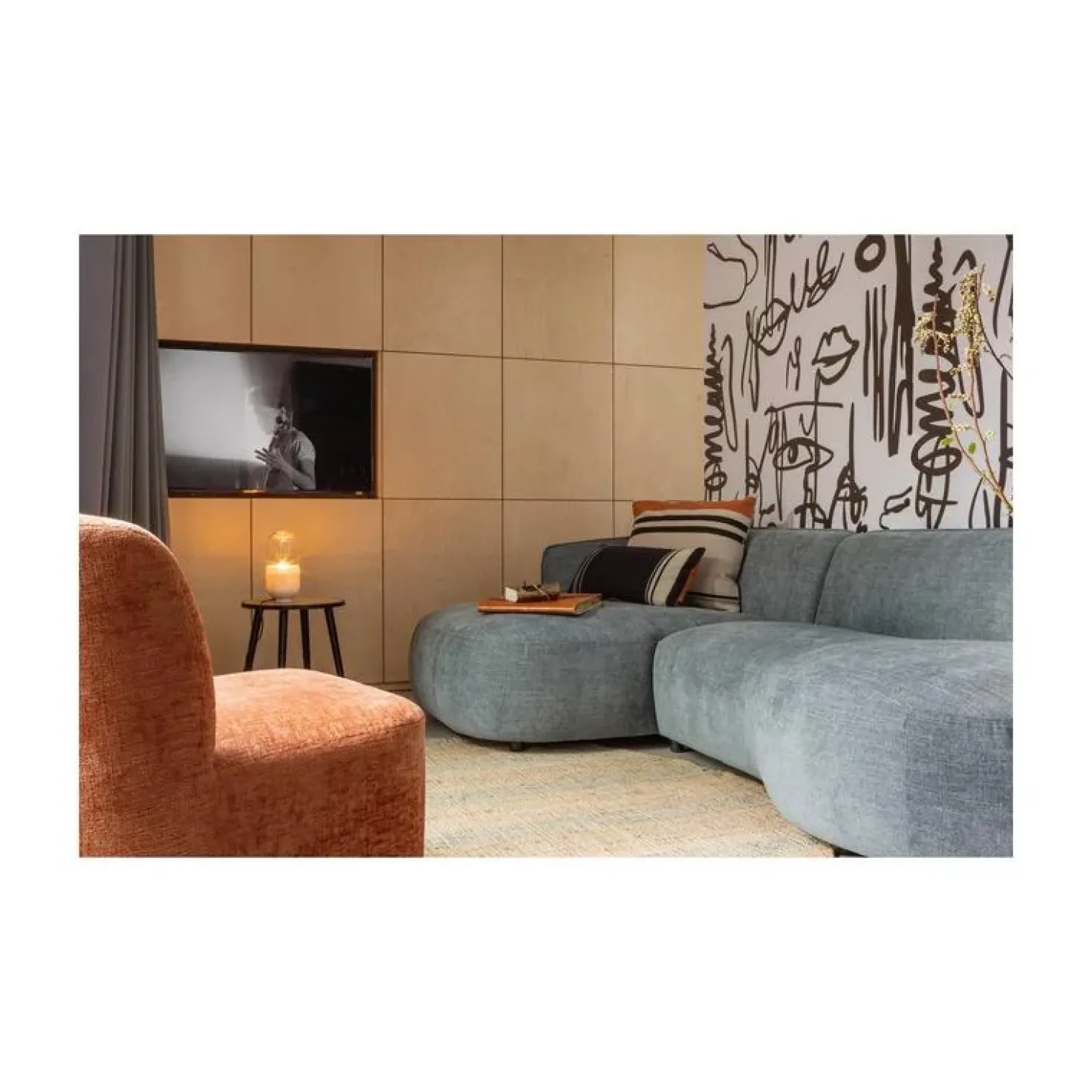 Atty Draaifauteuil velvet terracotta
