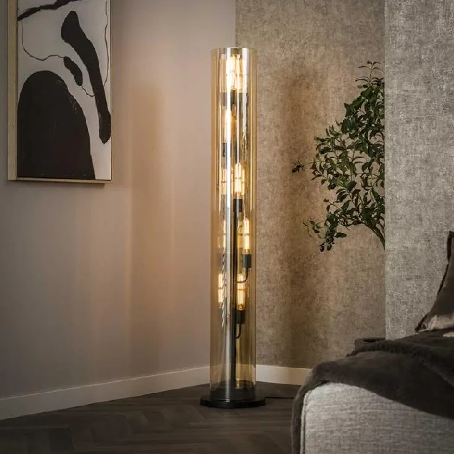 Aura Vloerlamp 5-lichts amber glas