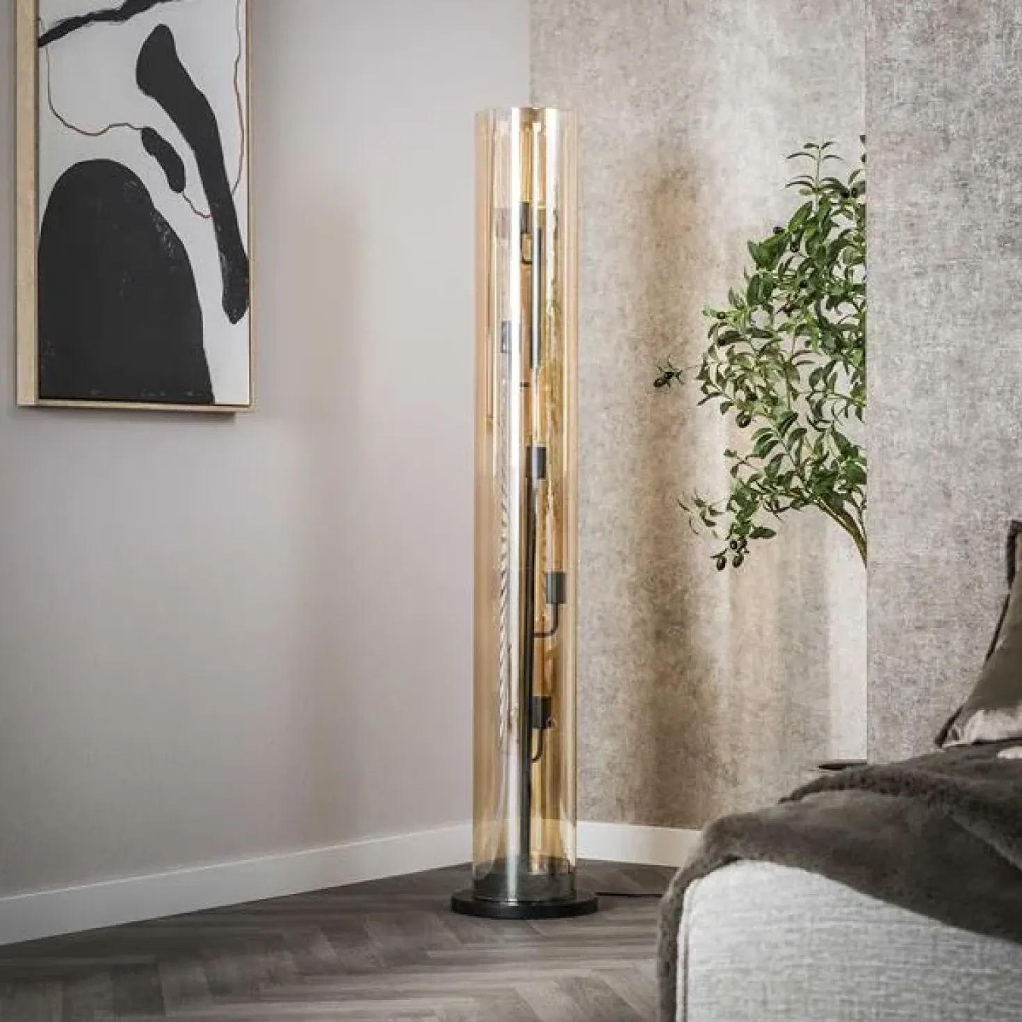 Aura Vloerlamp 5-lichts amber glas