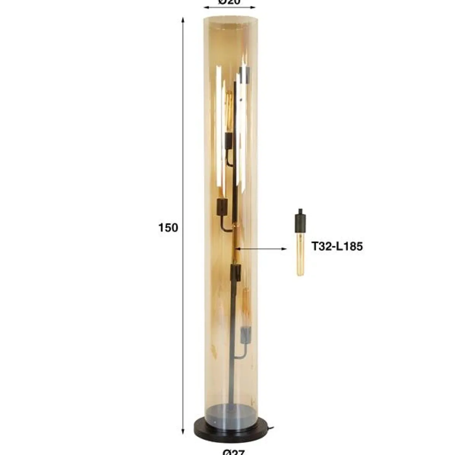 Aura Vloerlamp 5-lichts amber glas