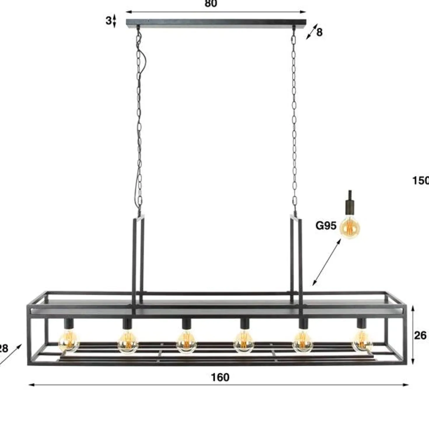 Aurora 6-lichts Hanglamp