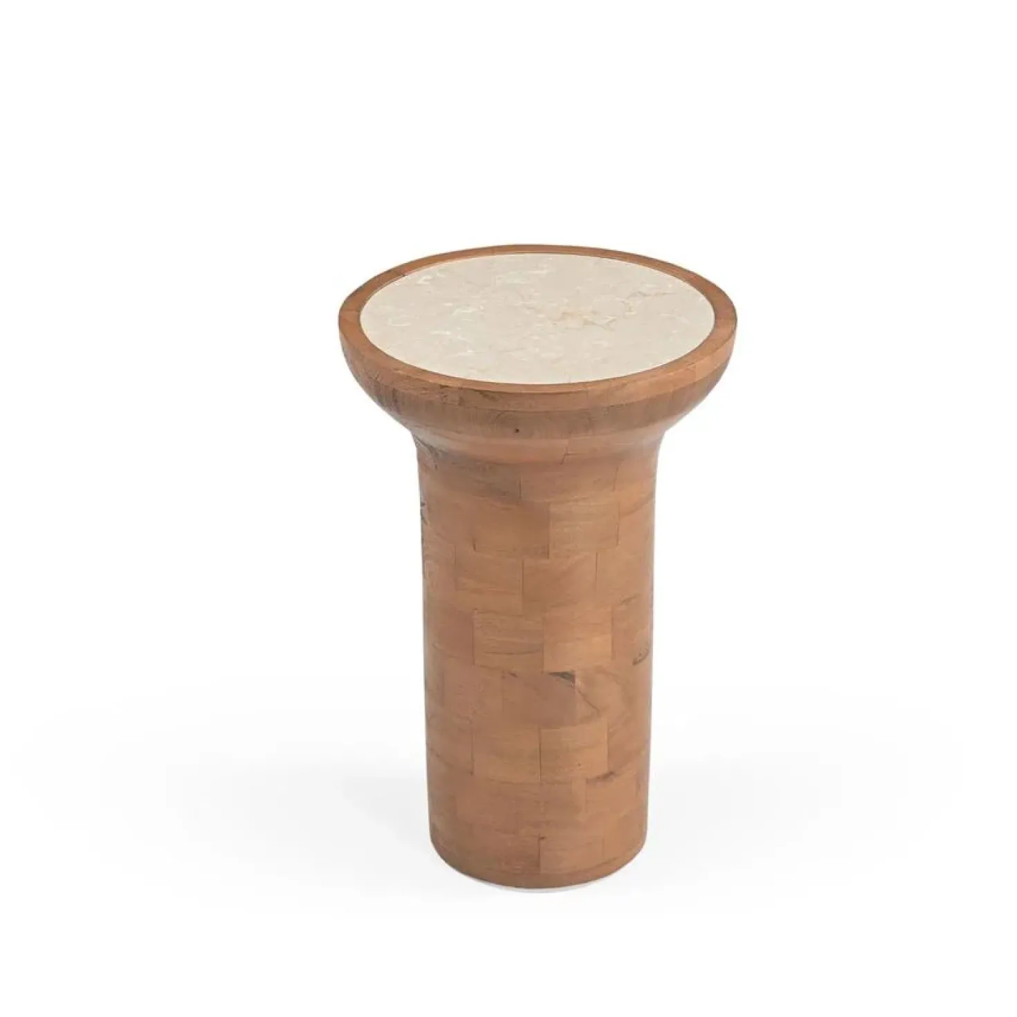 Avie Bijzettafel Mangohout Travertin 33 cm
