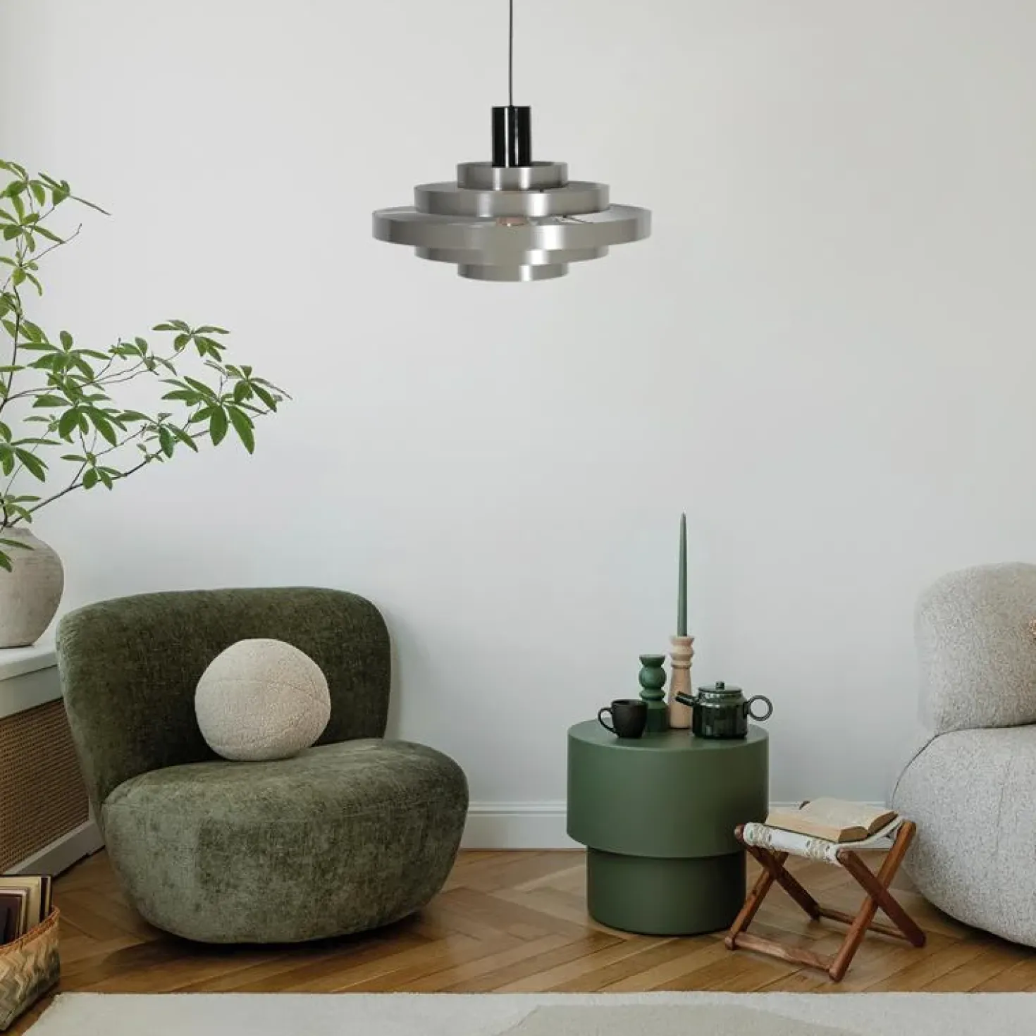 Ayra 1-lichts Hanglamp Grijs Metaal