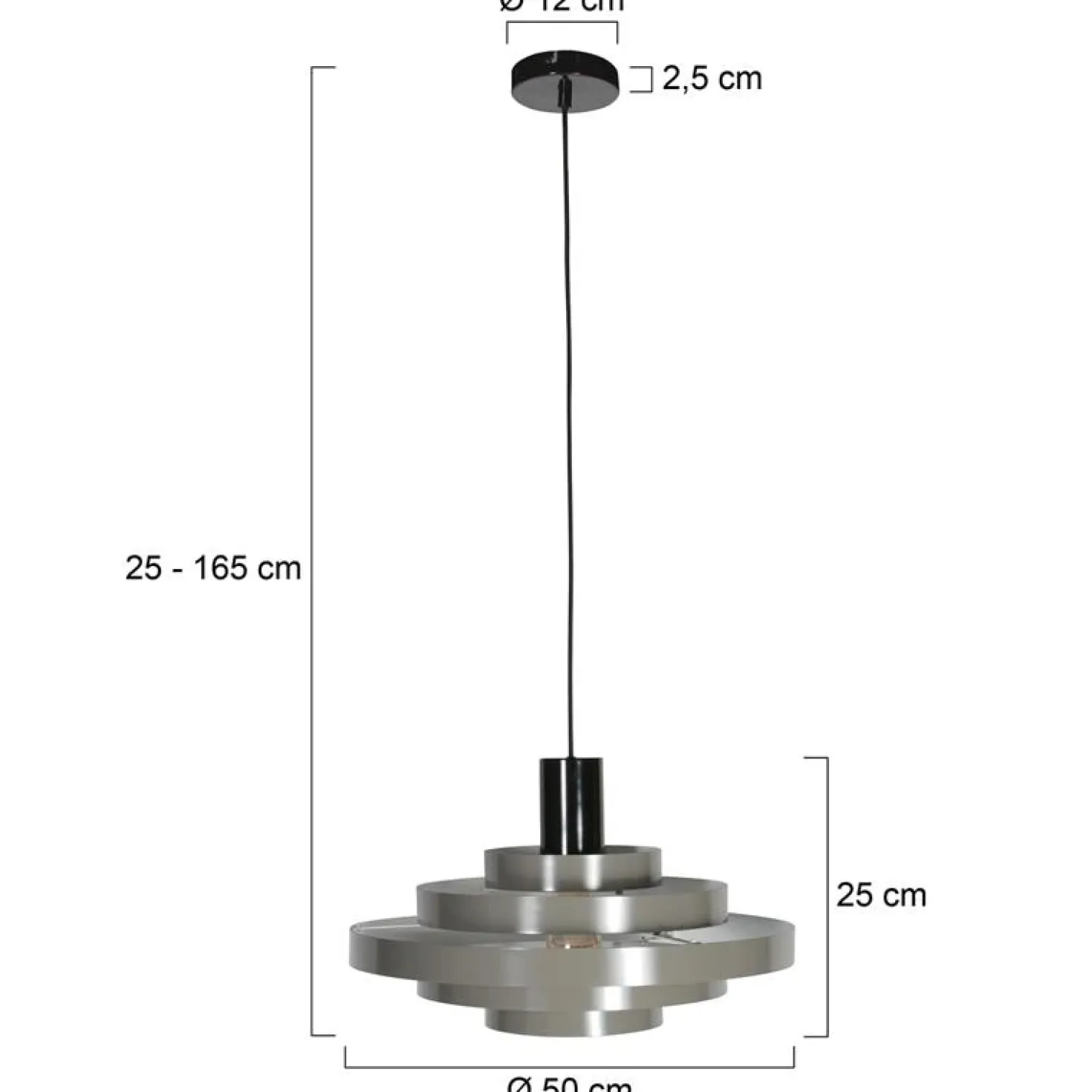 Ayra 1-lichts Hanglamp Grijs Metaal