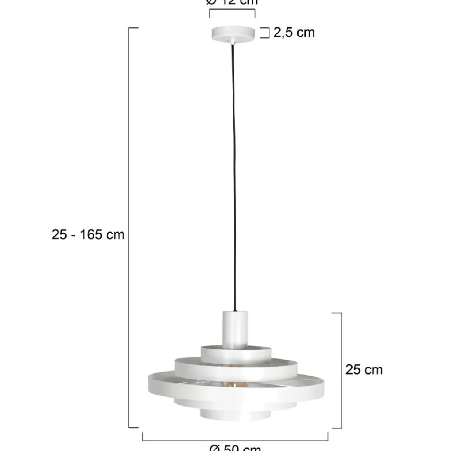 Ayra 1-lichts Hanglamp Wit Metaal