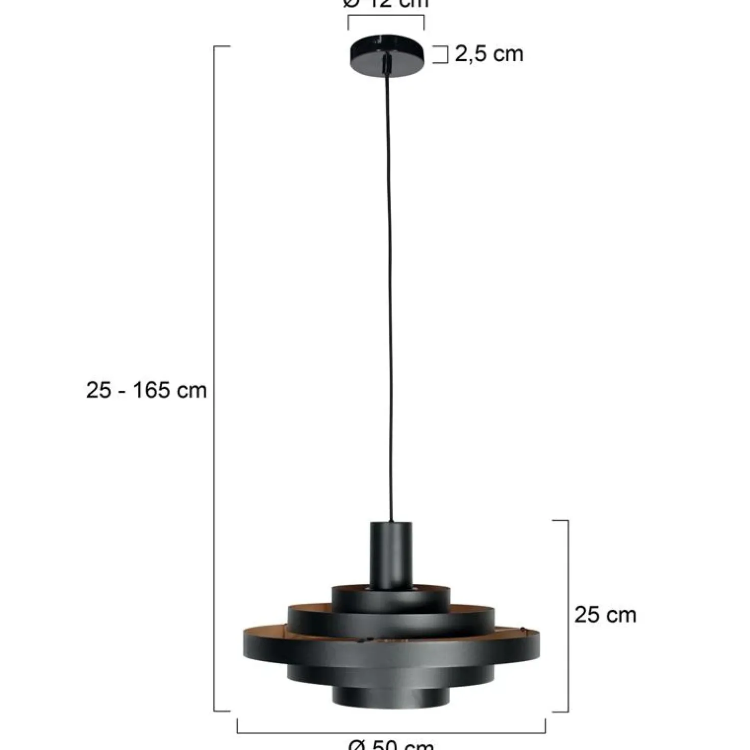 Ayra 1-lichts Hanglamp Zwart Metaal