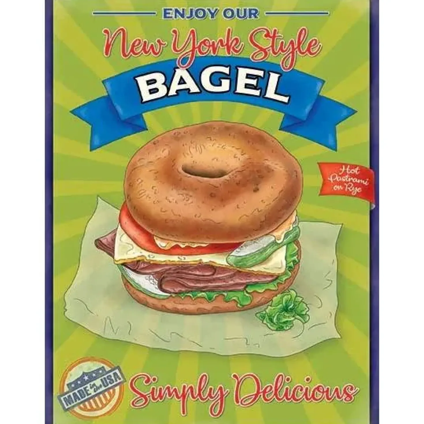 Bagel New York Style - metalen bord
