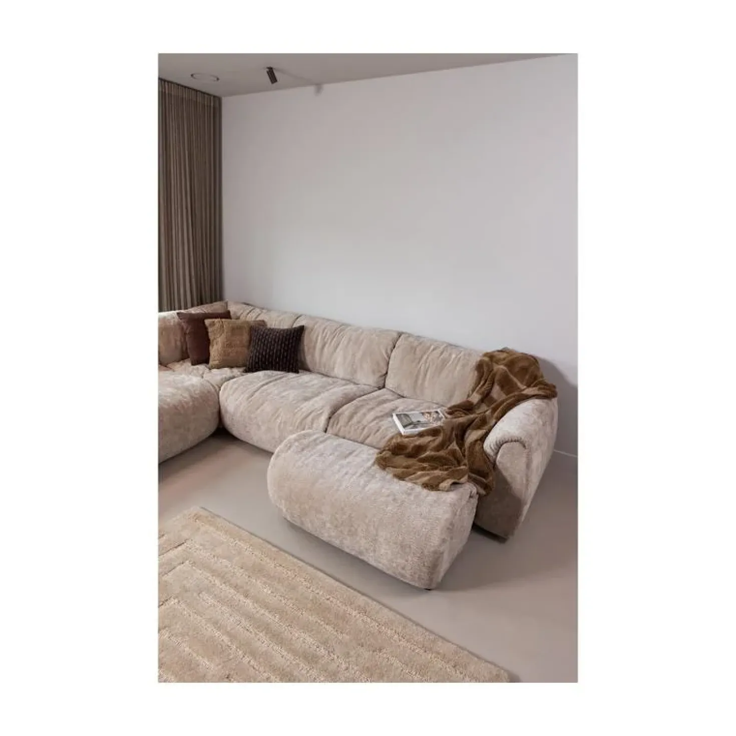 Baggy 1-zits element met arm rechts chenille zand