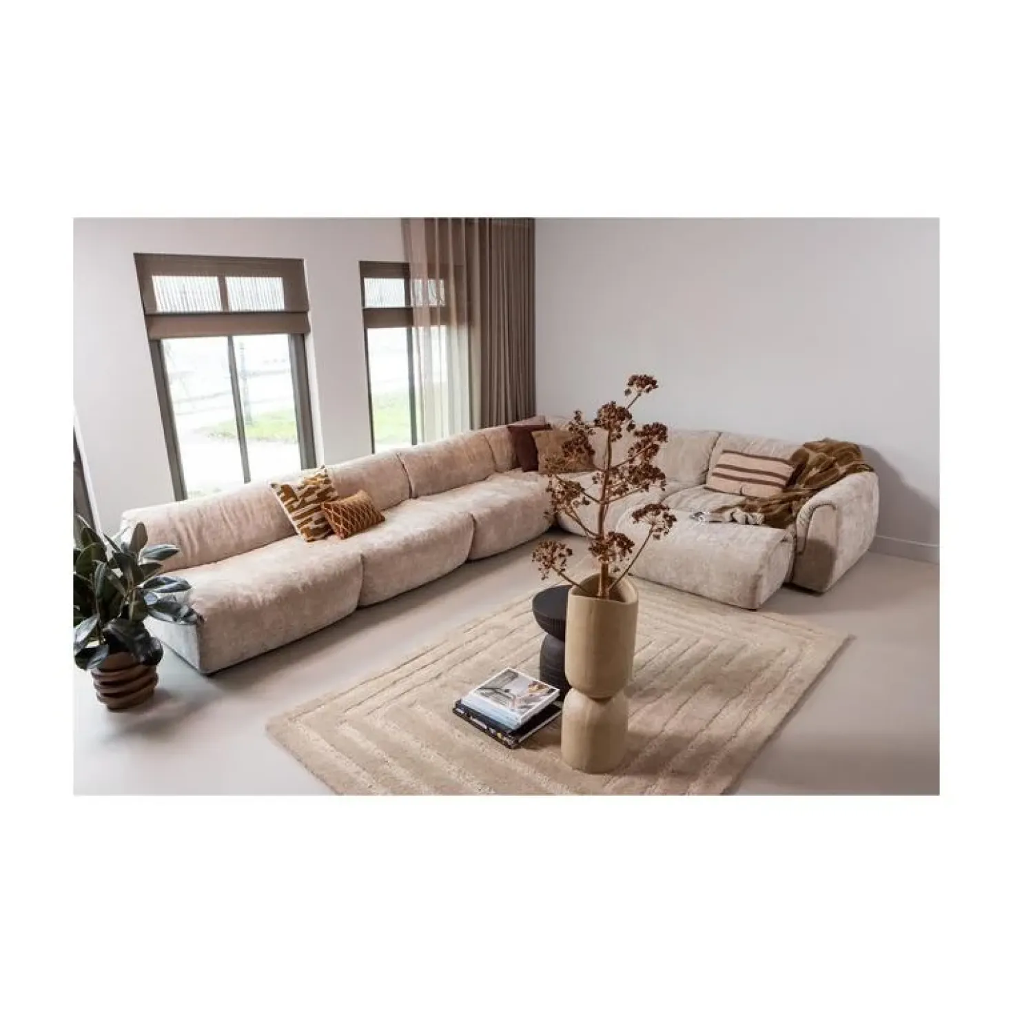 Baggy 1-zits element met arm rechts chenille zand