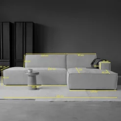 Bank Enzo Chaise longue rechts Stof beige taupe