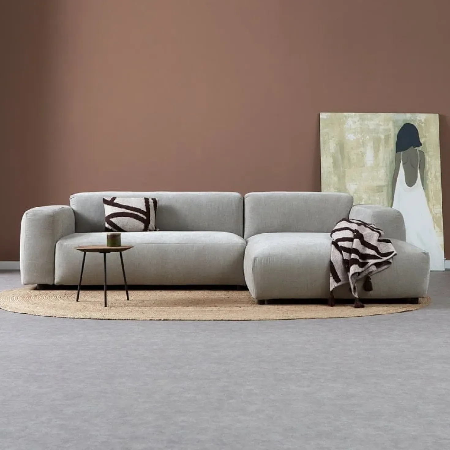 Bank Ocean Chaise longue rechts - Boston Cement Linnen