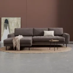 Bank Oreo Chaise longue links linnen bruin