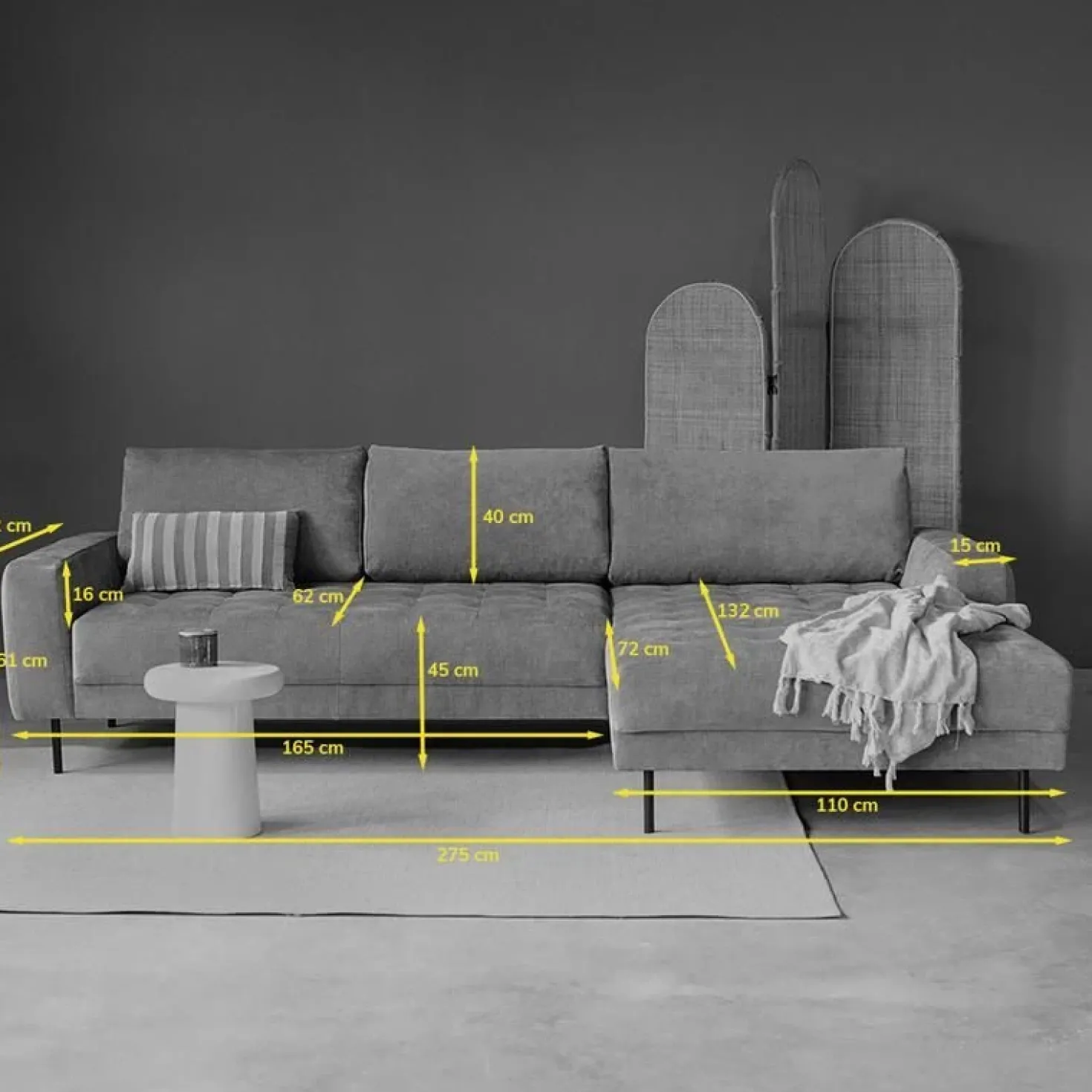 Bank Oreo Chaise longue rechts linnen beige