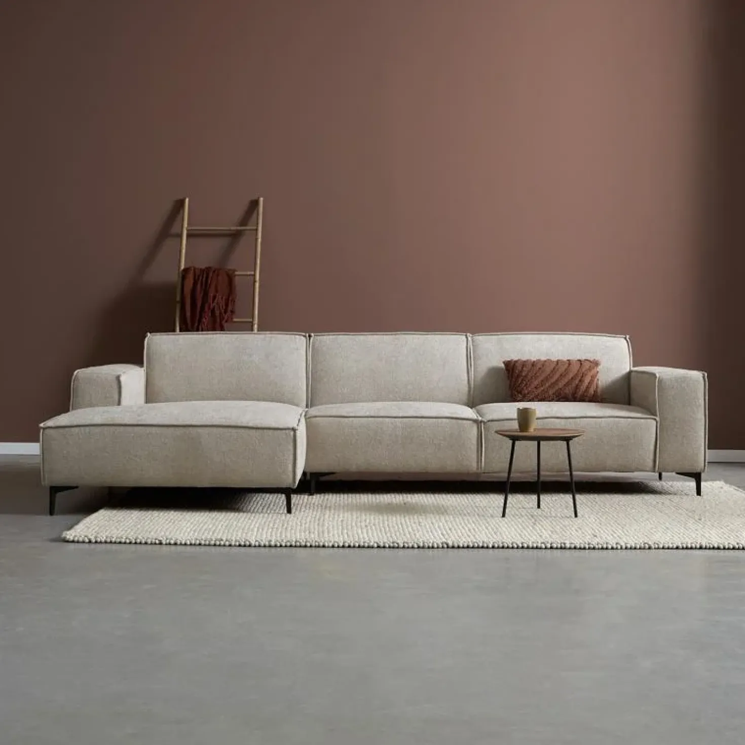 Bank River Chaise longue links – Taupe stof
