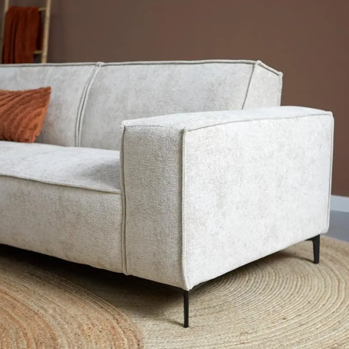 Bank River met ottoman links- Taupe stof