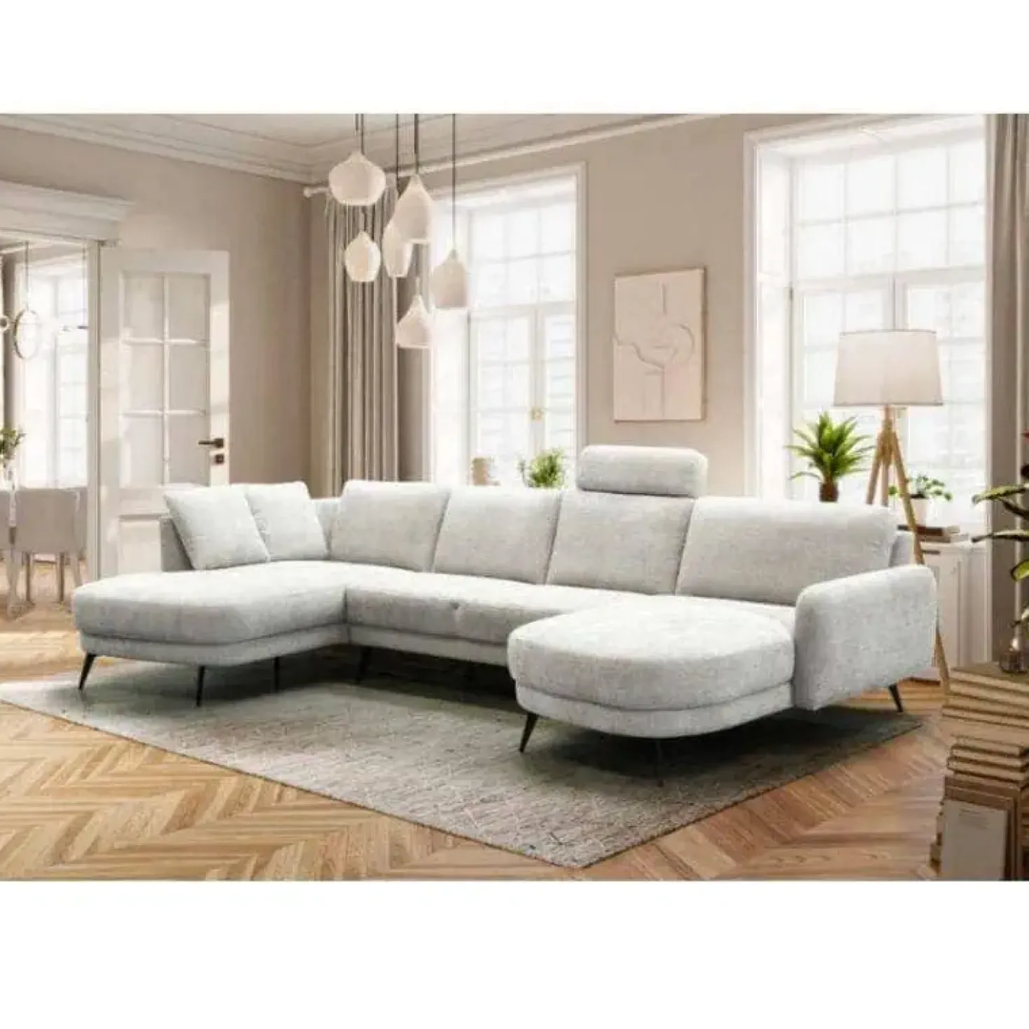 Bank Soof in U opstelling Longchair arm links+2-zits zonder arm+Divan arm rechts