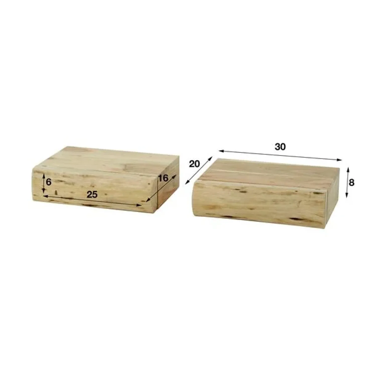 Bark houten nachtkastje zwevend set van 2 30cm
