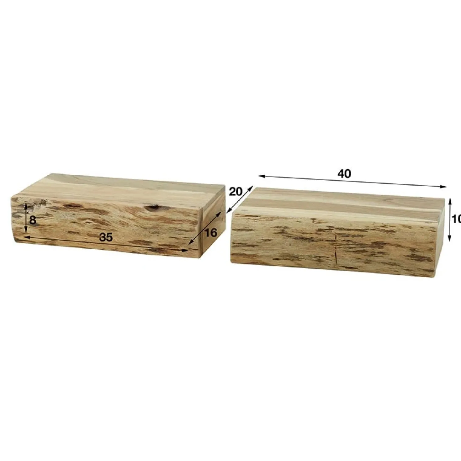 Bark houten nachtkastje zwevend set van 2 40cm